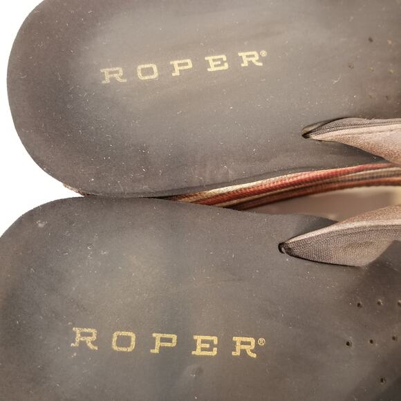 Roper Women's Wedge Heel Platform Thong Sandals Flip Flops Brown Size 10 - Picture 5 of 8